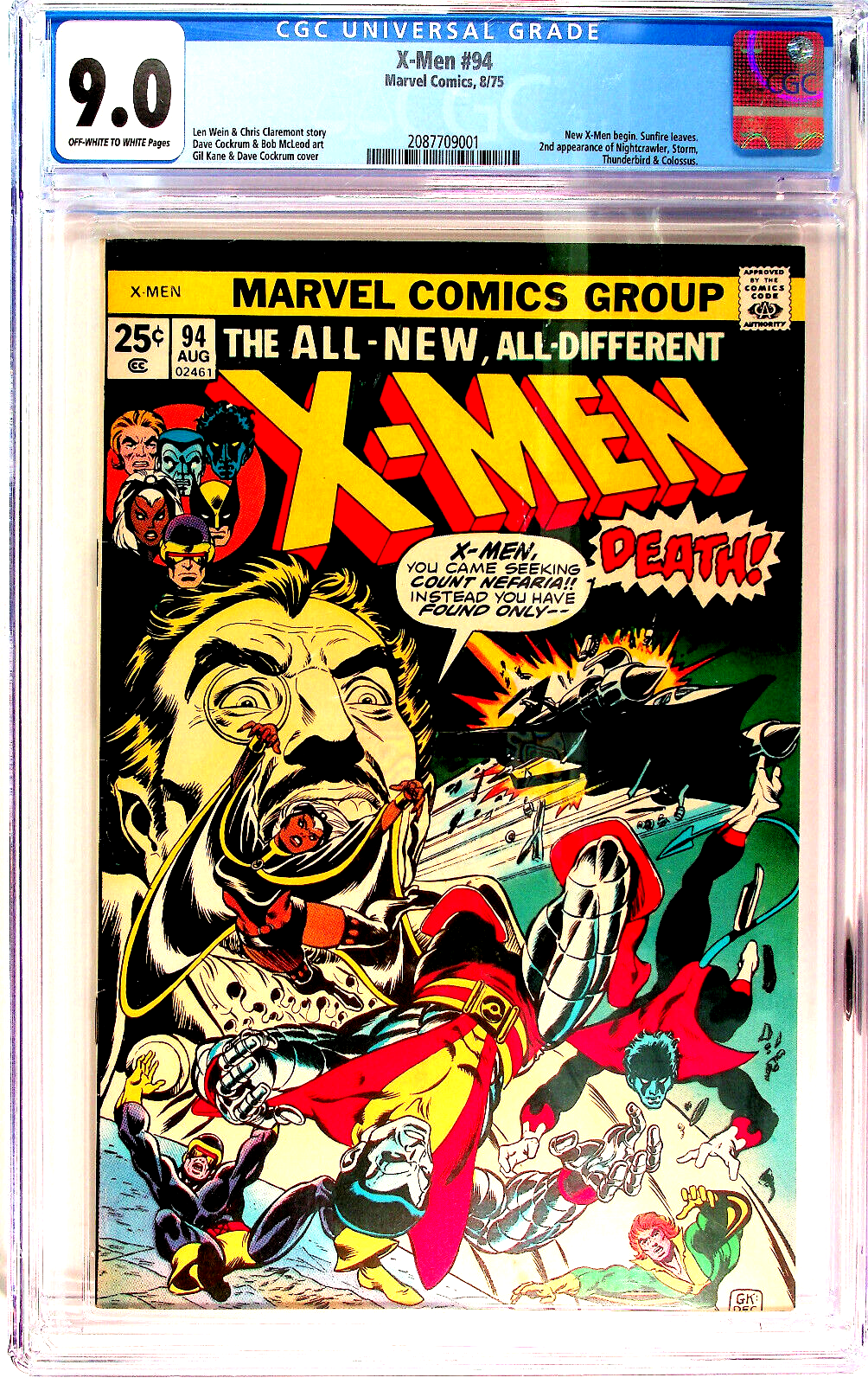 X-Men #94 (1975) CGC VF/NM 9.0 OW White 1st Monthly Issue & 2nd App New X-Men