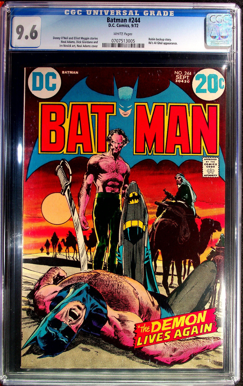 Batman #244 (1972) CGC 9.6 White Neal Adams Key Classic Ra's Al Ghul & Talia App