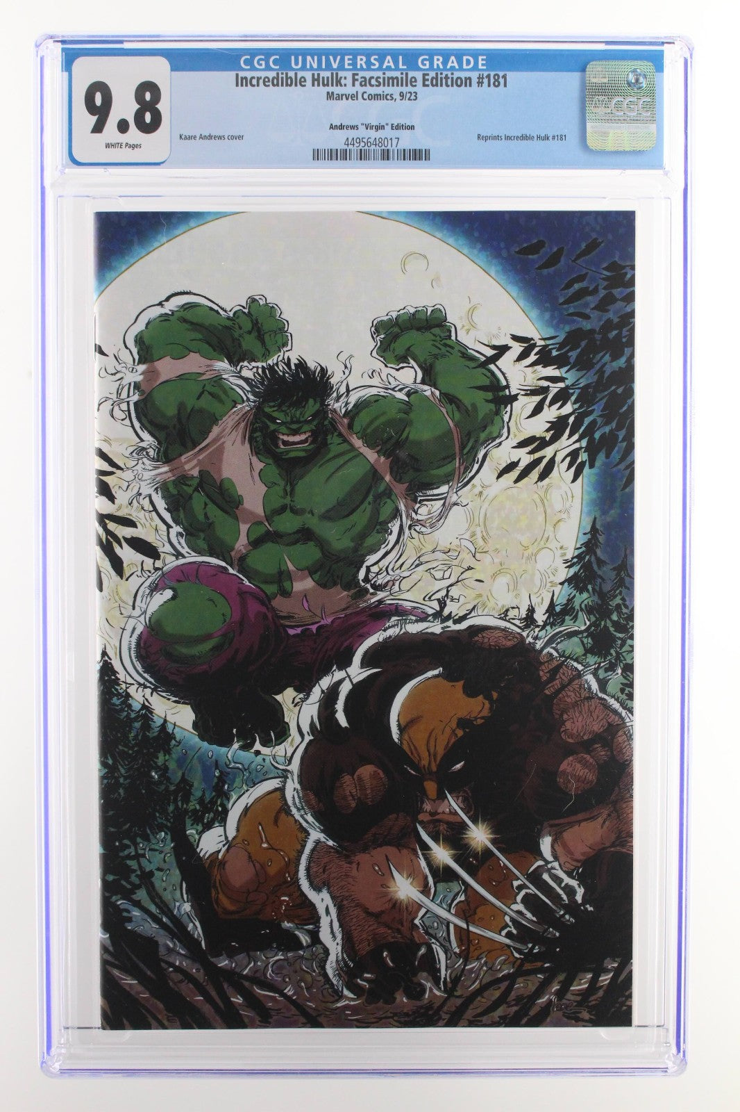Incredible Hulk #181 (2023) CGC 9.8 NM/MT WHITE Kaare Andrews Facsimile Virgin