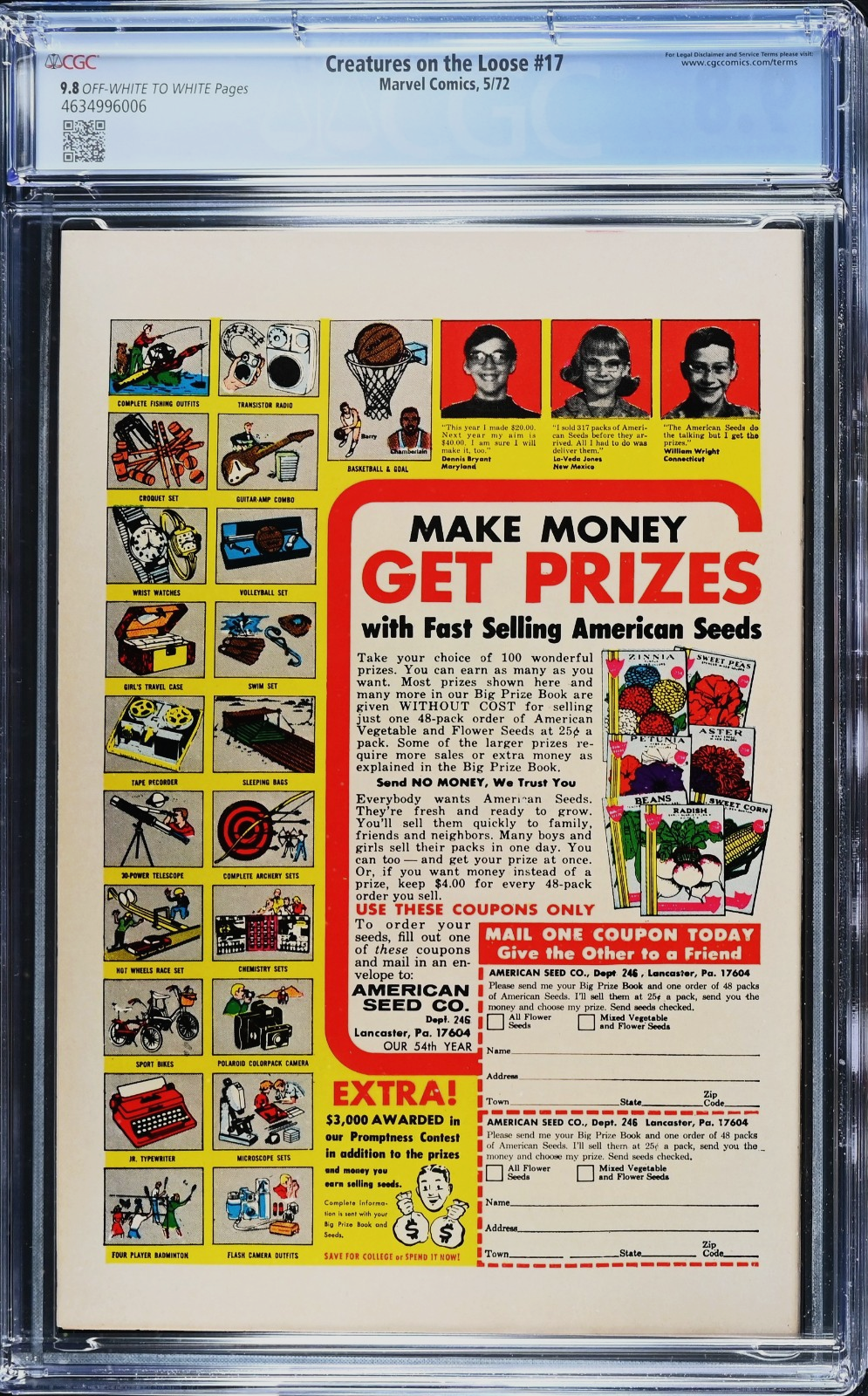 Creatures on the Loose #17 (1972) CGC 9.8 NM/MT OW/White Gil Kane Cvr TOP Graded
