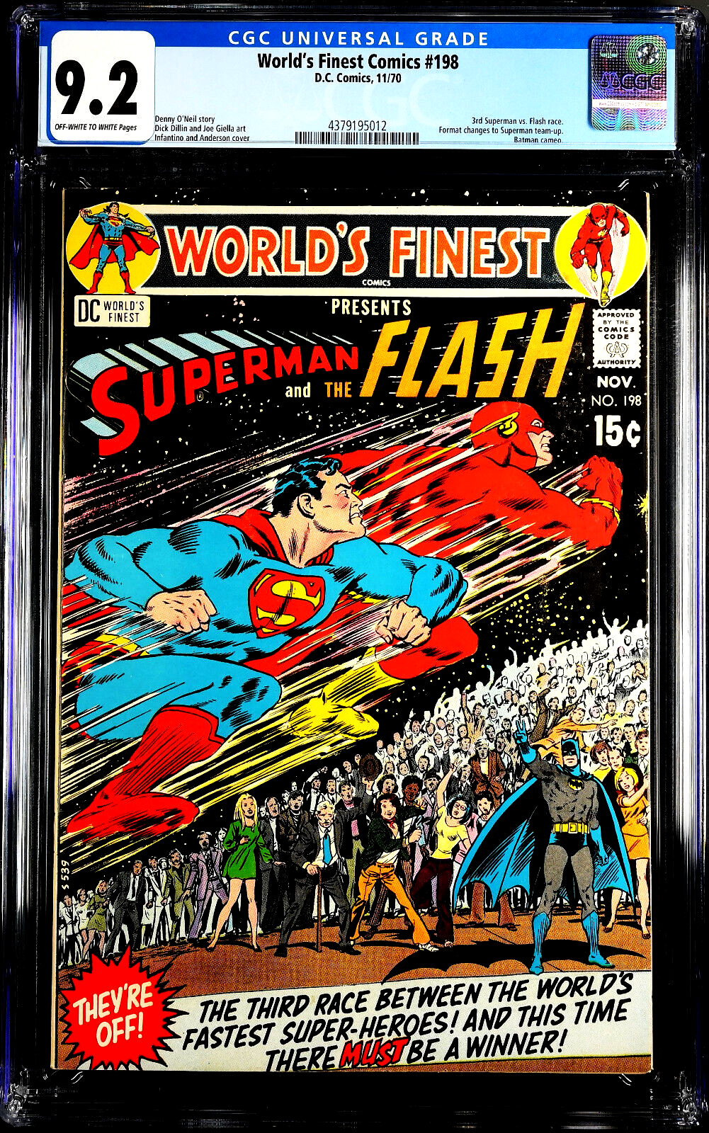World's Finest Comics #198 (1970) CGC 9.2 NM- OW White 3rd Superman Flash Race