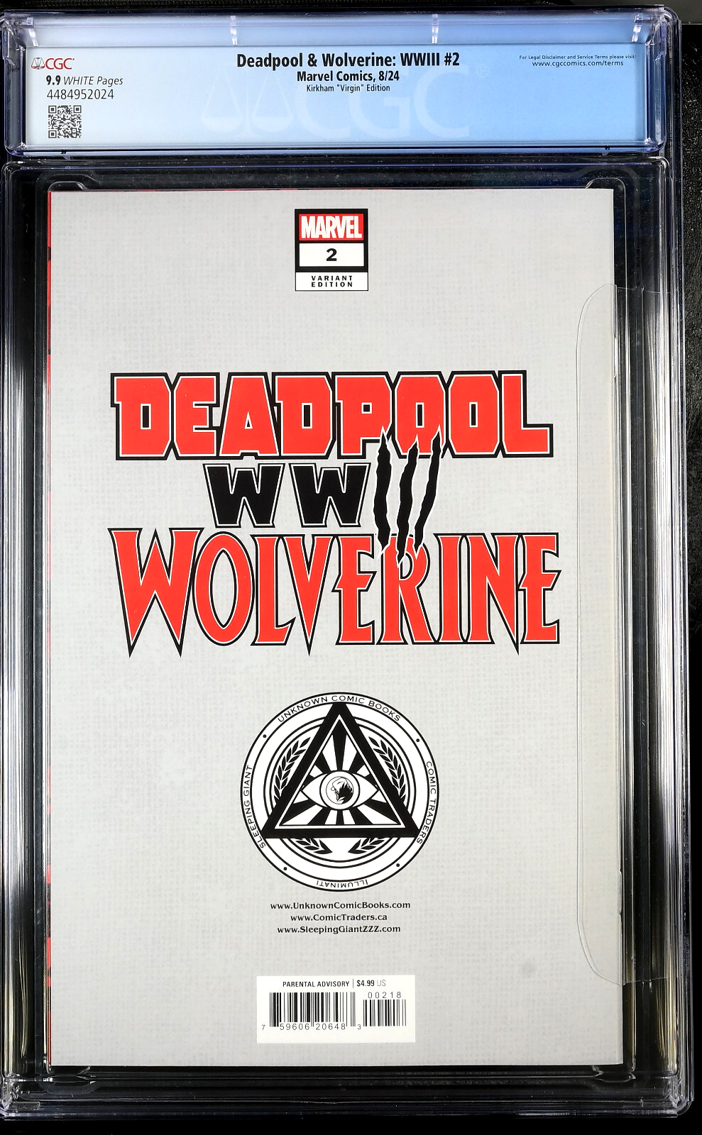 Deadpool & Wolverine: WWIII #2 (2024) CGC 9.9 MINT Unknown Comics Kirkham Virgin