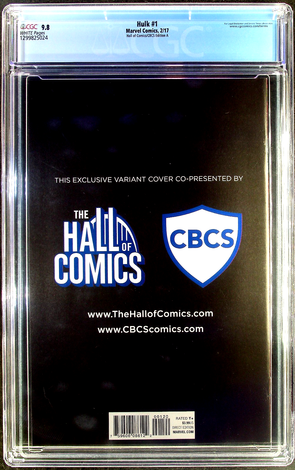 Hulk #1 (2017) CGC 9.8 NM/MT WHITE Hall of Comics/CBCS Edition A Hulk 181 Homage