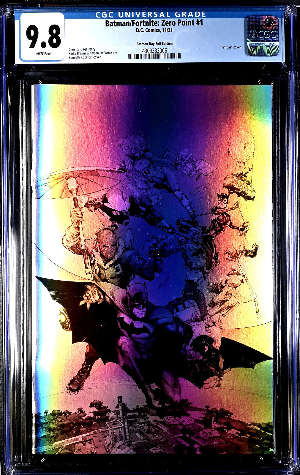 Batman Fortnite Zero Point #1 (2021) CGC 9.8 NM/MT Batman Day Rocafort Foil HTF