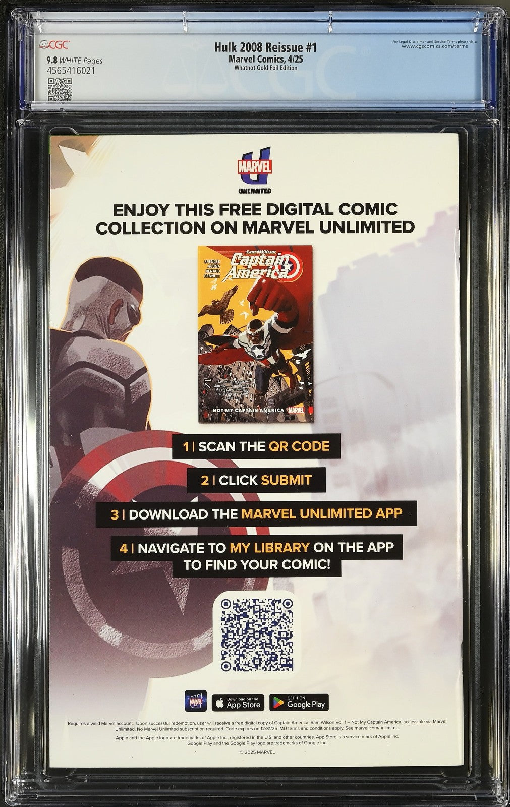 Hulk Reissue #1 (2025) CGC 9.8 NM/MT Whatnot Gold Foil McGuinness LTD 300