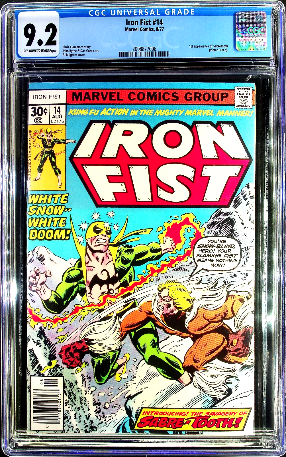 Iron Fist #14 (1977) CGC 9.2 NM- O/W White KEY 1st appearance Sabretooth