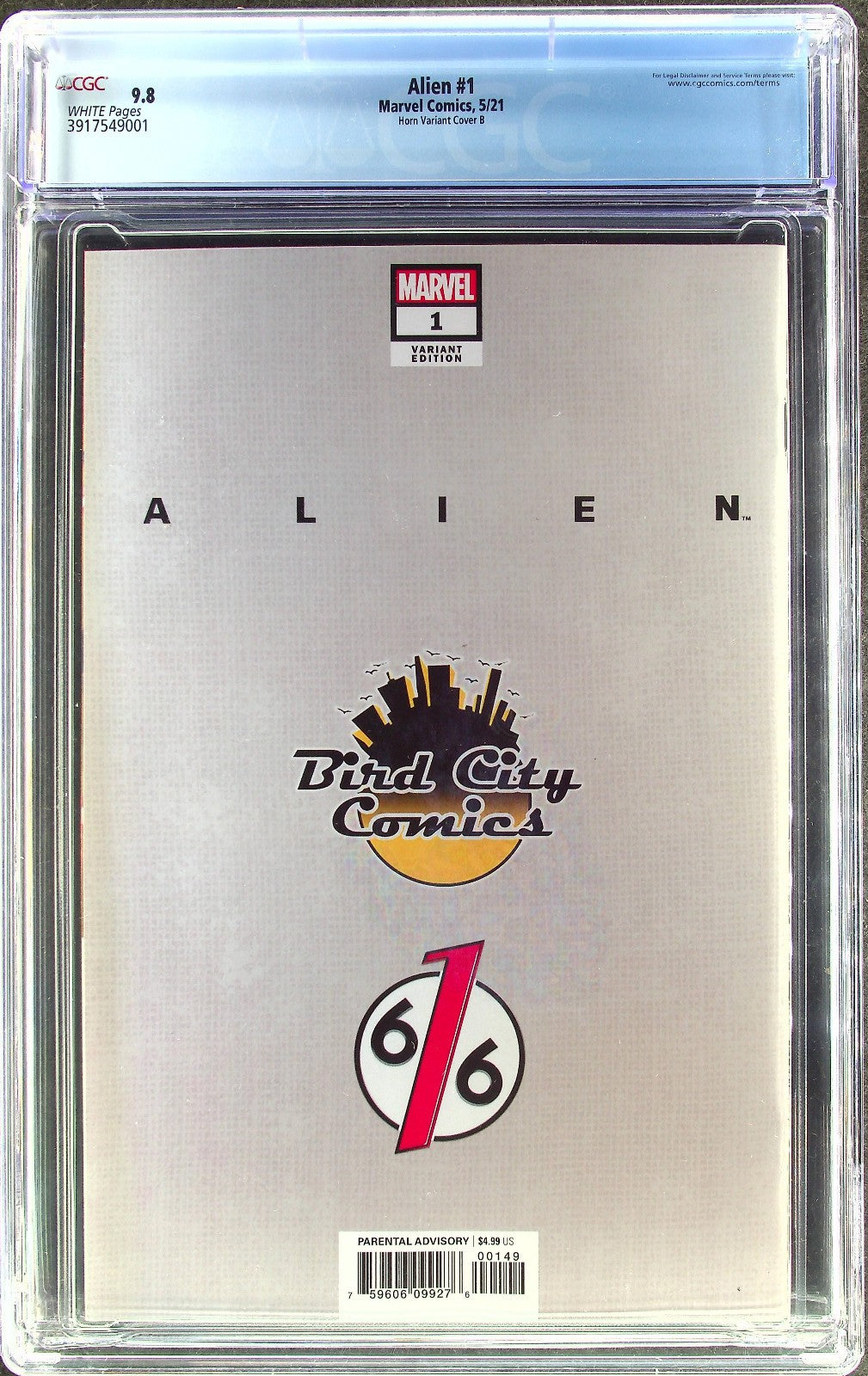Alien #1 (2021) CGC 9.8 NM/MT WHITE Greg Horn Virgin Cover B