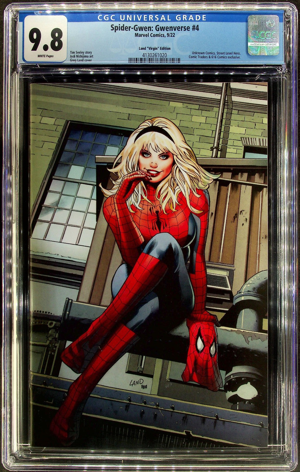 Spider-Gwen: Gwenverse #4 (2022) CGC 9.8 NM/MT White Iluminati Greg Land Virgin