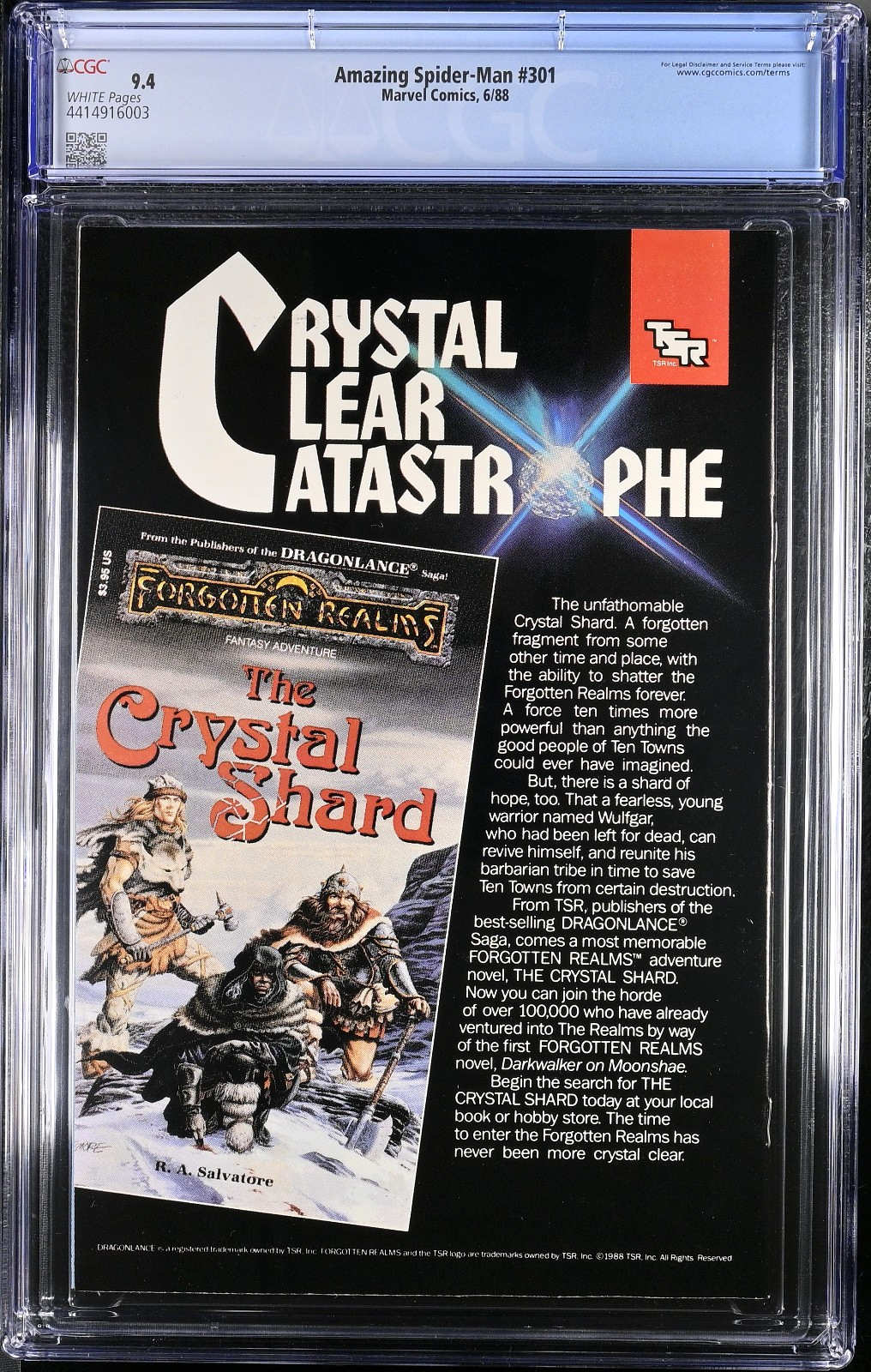 Amazing Spider-Man #301 (1988) CGC 9.4 NM White Classic McFarlane Silver Sable