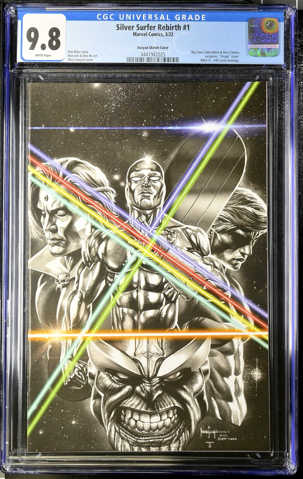 Silver Surfer Rebirth #1 (2022) CGC 9.8 NM/MT BTC Suayan B&W Sketch Color Splash