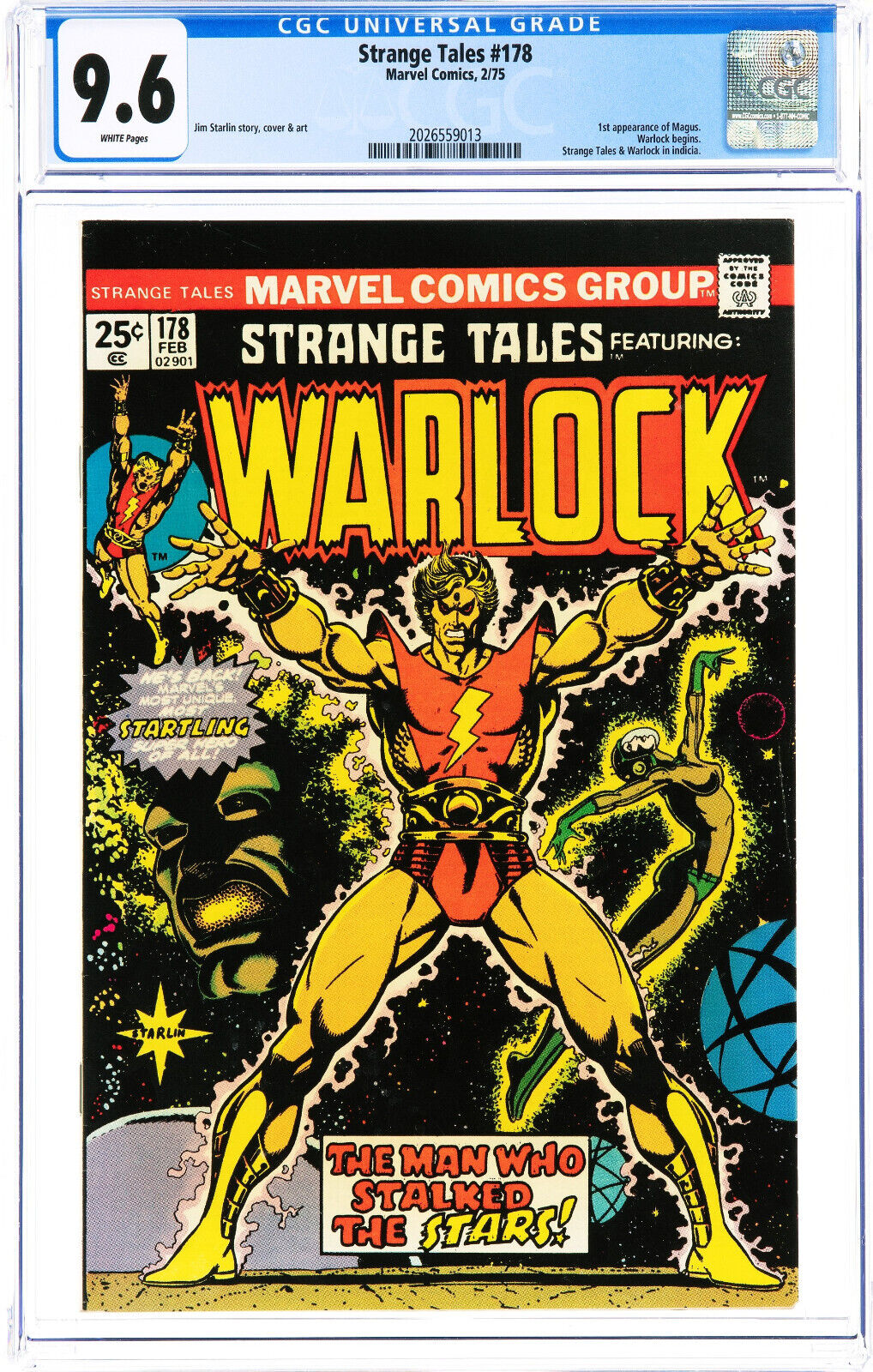 Strange Tales #178 (1975) Warlock CGC 9.6 White Starlin Key 1st Magus Warlock