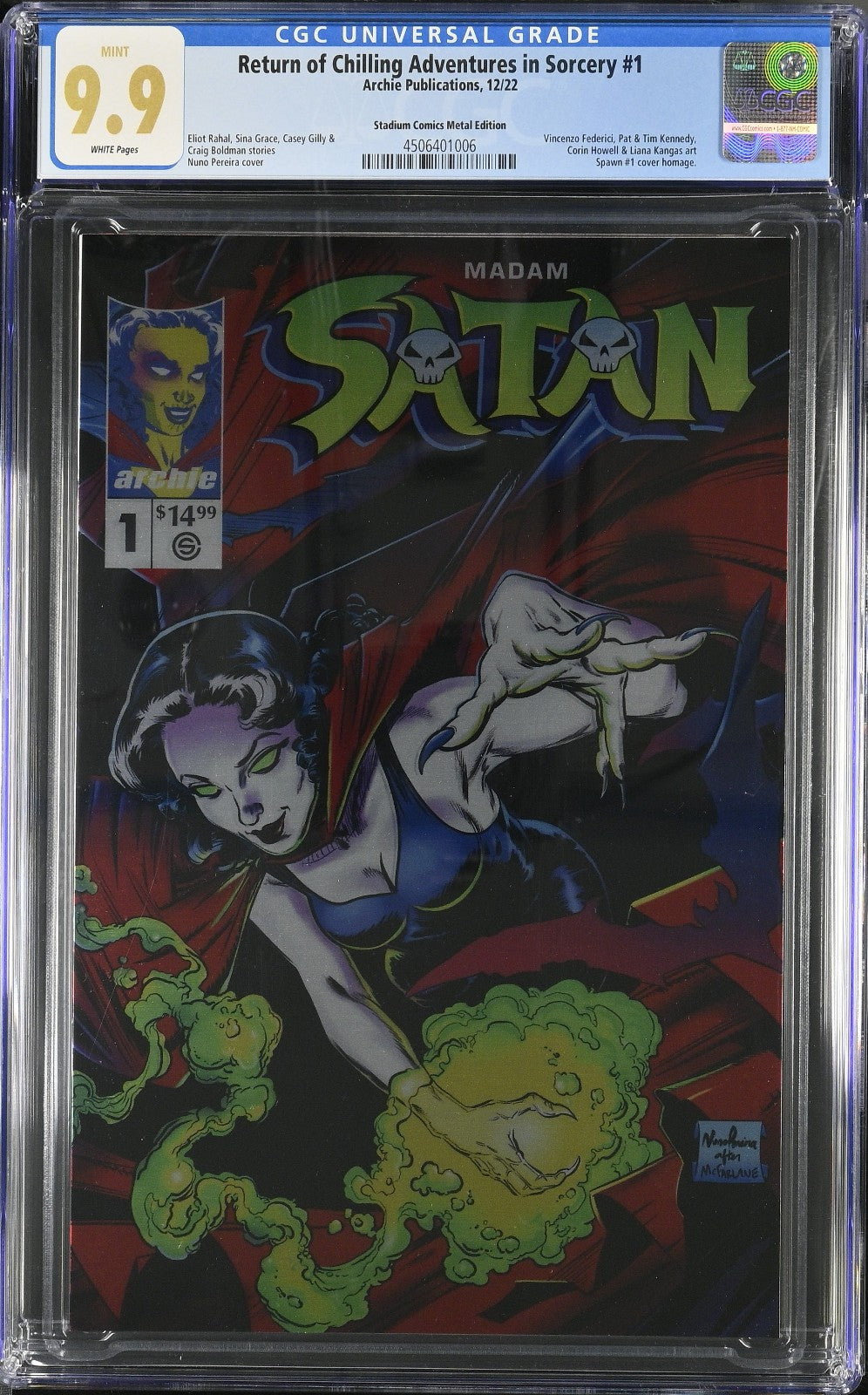 Return of Chilling Adventures in Sorcery #1 (2022) CGC 9.9 Metal Spawn Homage