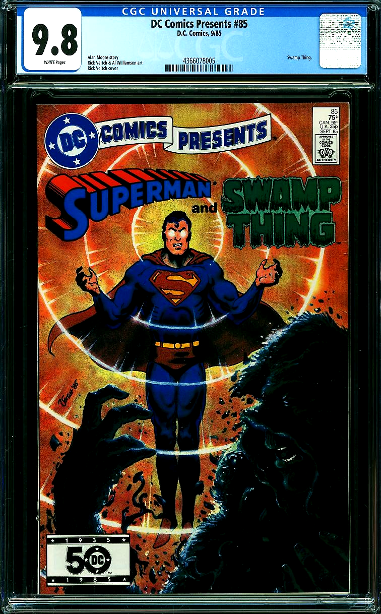 DC Comics Presents #85 (1985) CGC 9.8 NM/MT White Superman Swamp Thing Battle