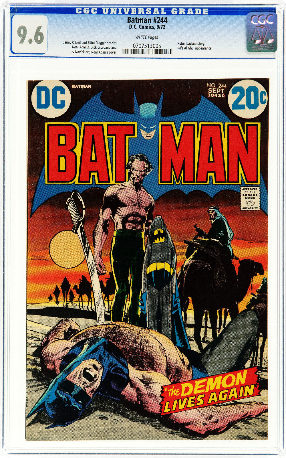 Batman #244 (1972) CGC 9.6 White Neal Adams Key Classic Ra's Al Ghul & Talia App