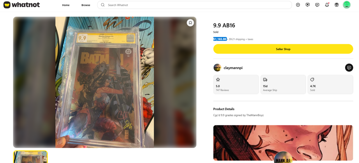 Absolute Batman #16 (2026) CGC SS 9.9 MINT Mann Foil Signed Clay & Seth TOP POP