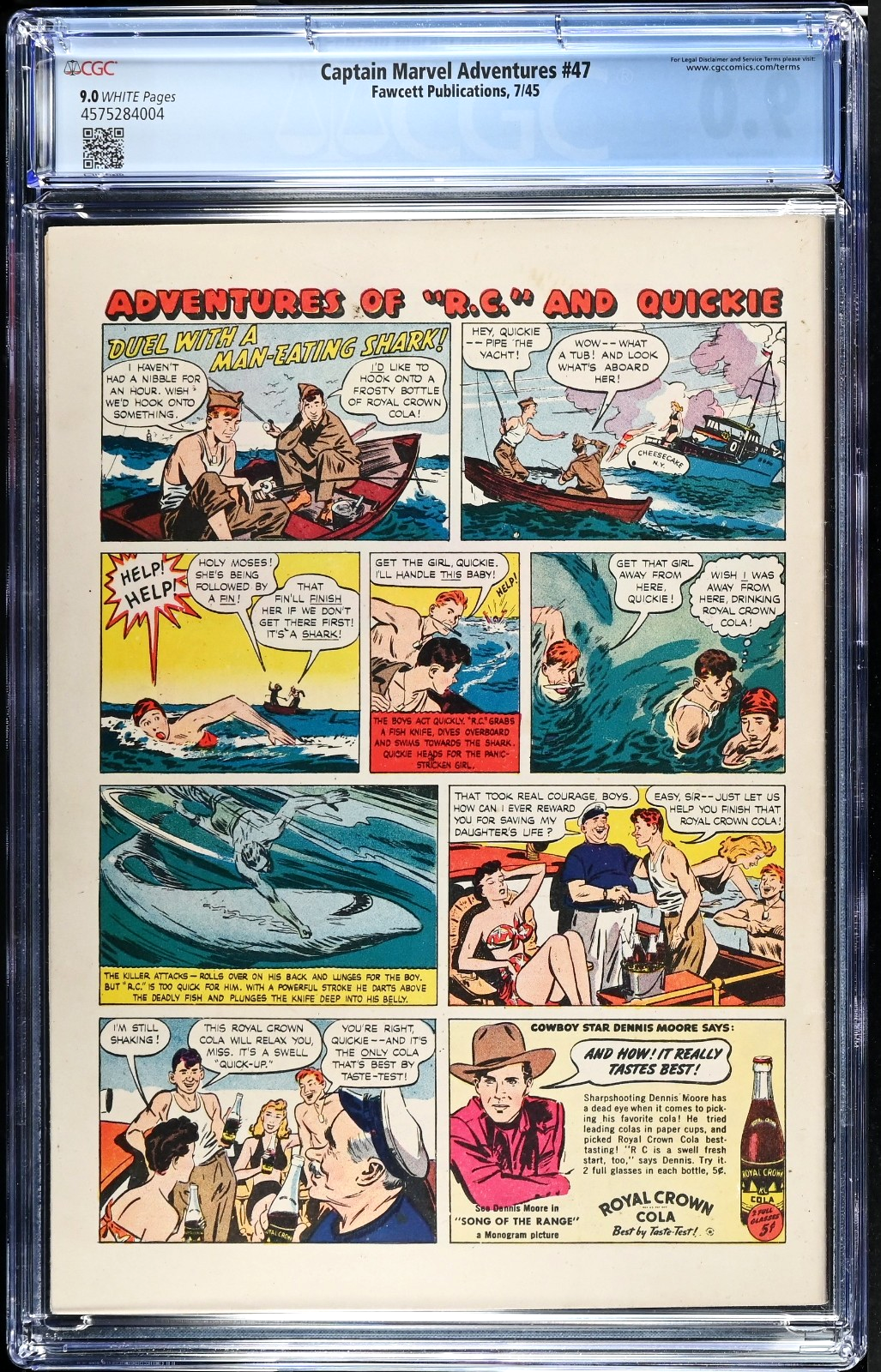 Captain Marvel Adventures #47 (1945) CGC 9.0 VF/NM White Fawcett Publications