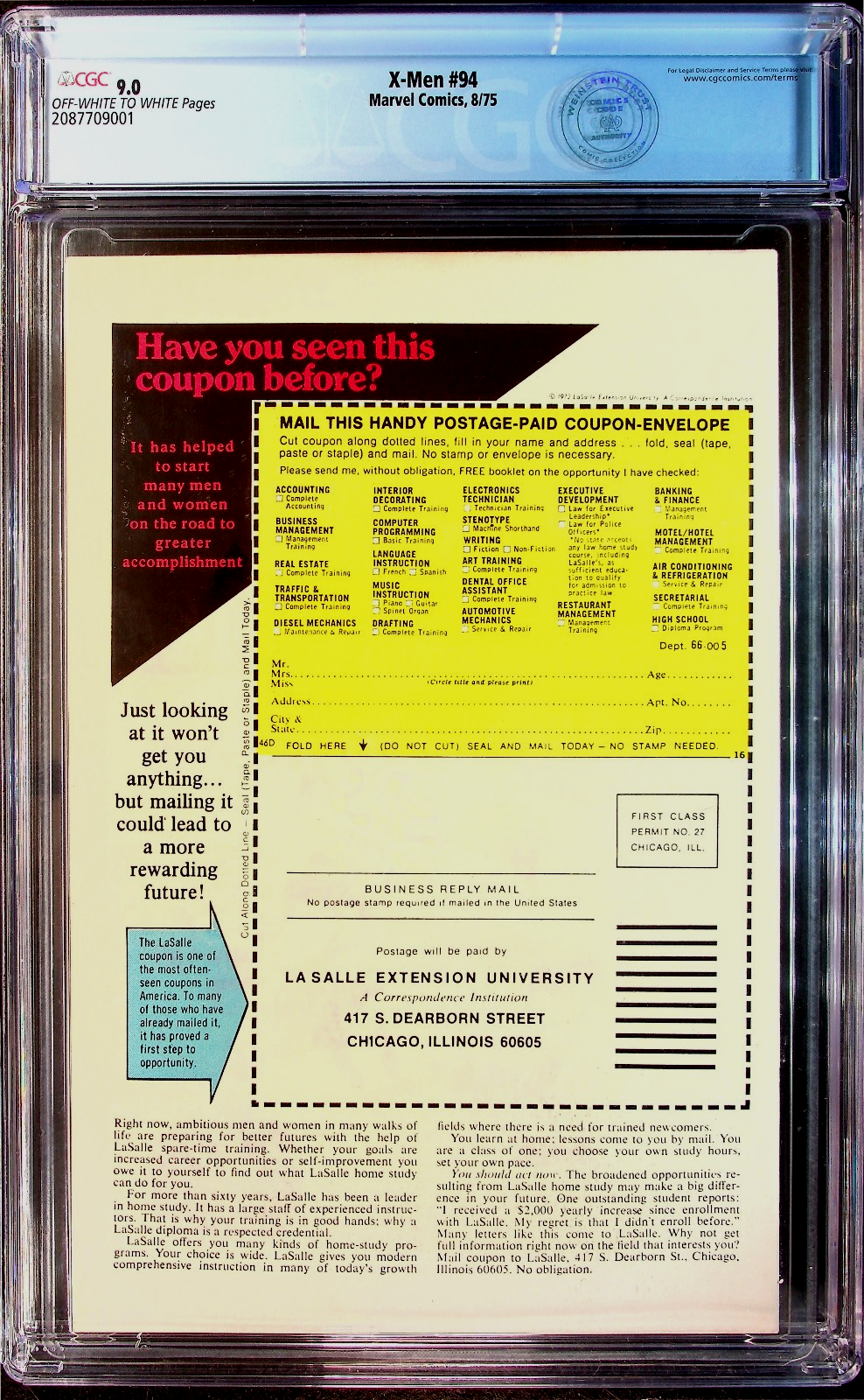 X-Men #94 (1975) CGC VF/NM 9.0 OW White 1st Monthly Issue & 2nd App New X-Men