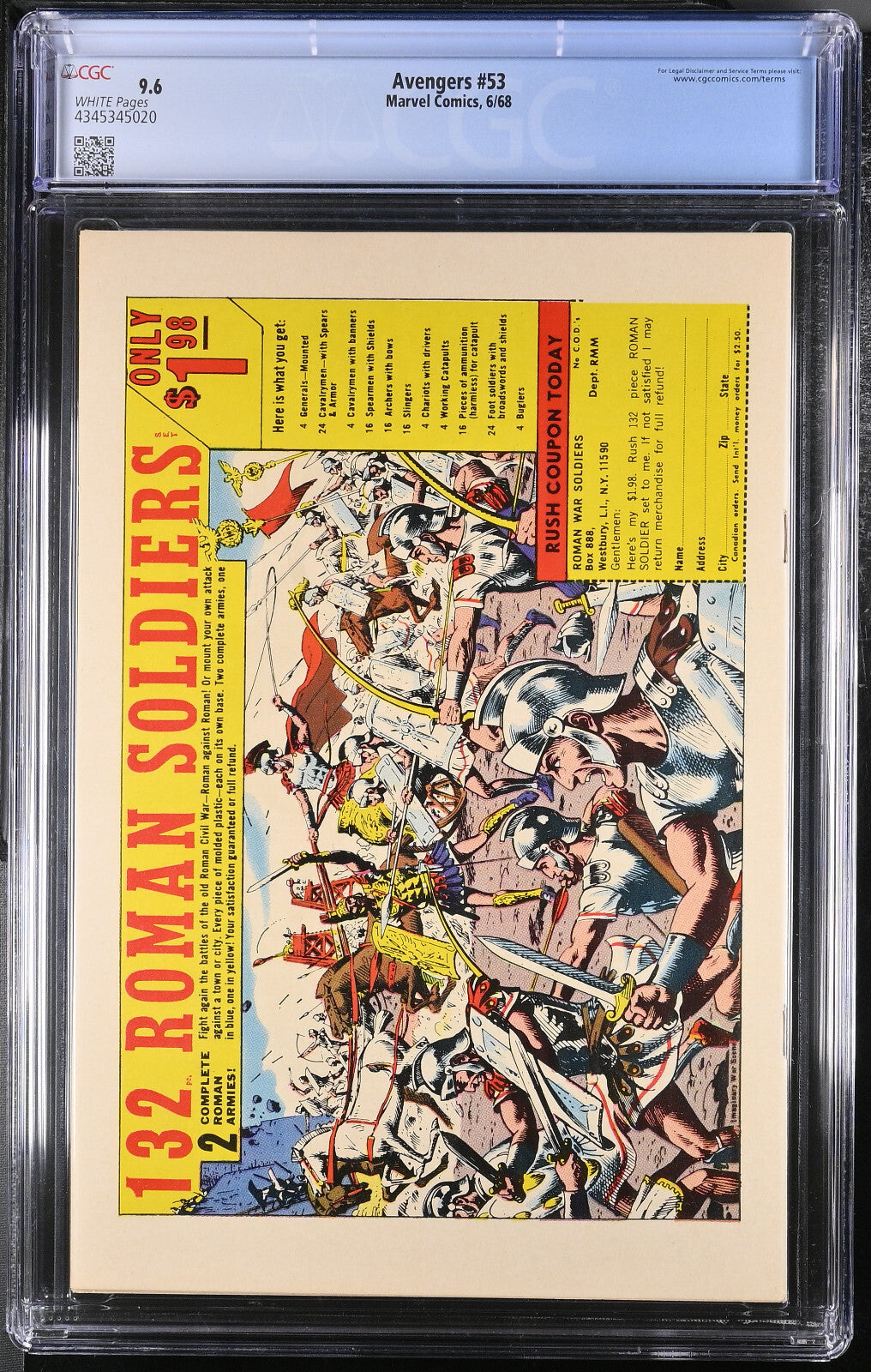 Avengers #53 (1968) CGC 9.6 NM+ White Pages Key Iconic Buscema X-Men Battle