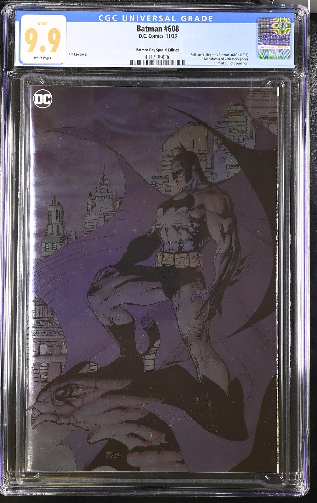 Batman #608 (2023) CGC 9.9 MINT Jim Lee Batman Day Special Foil Mfg Print Error