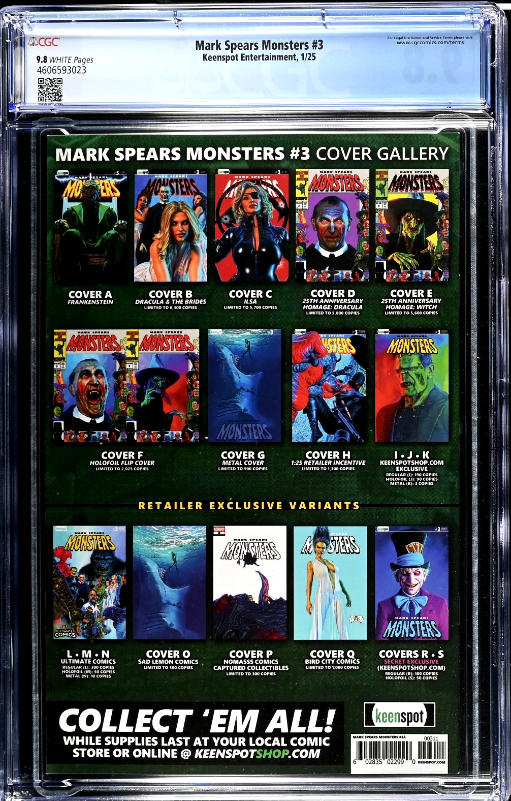 Mark Spears Monsters #3 (2025) CGC 9.8 NM/MT Cover A Frankenstein's Chair