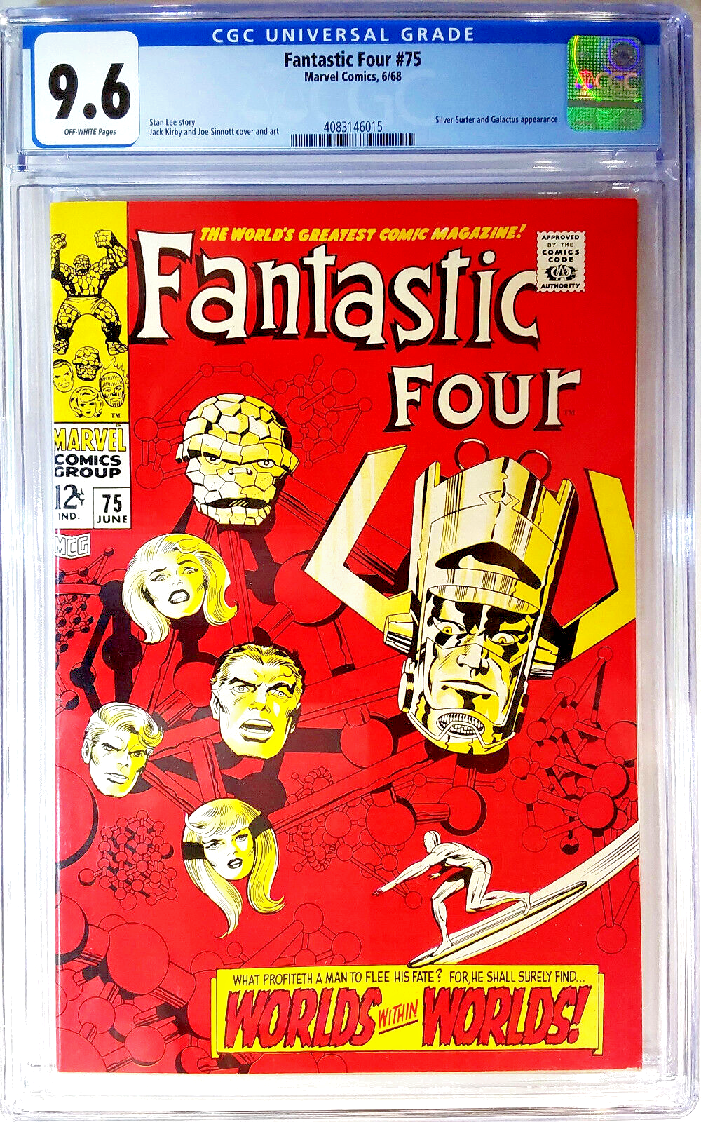 Fantastic Four #75 (1968) CGC NM+ 9.6 Off-White Silver Surfer Galactus Kirby