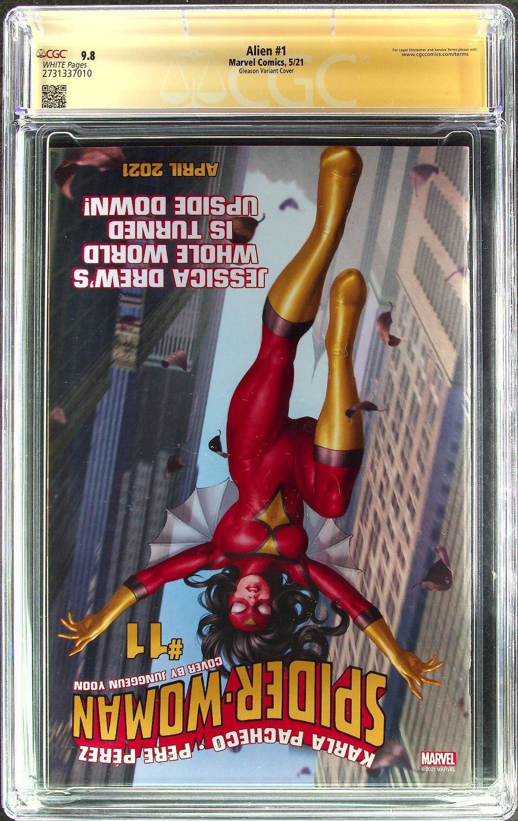 Alien #1 (2021) CGC 9.8 NM/MT WHITE SS Gleason Cvr Phillip Kennedy Johnson Sign