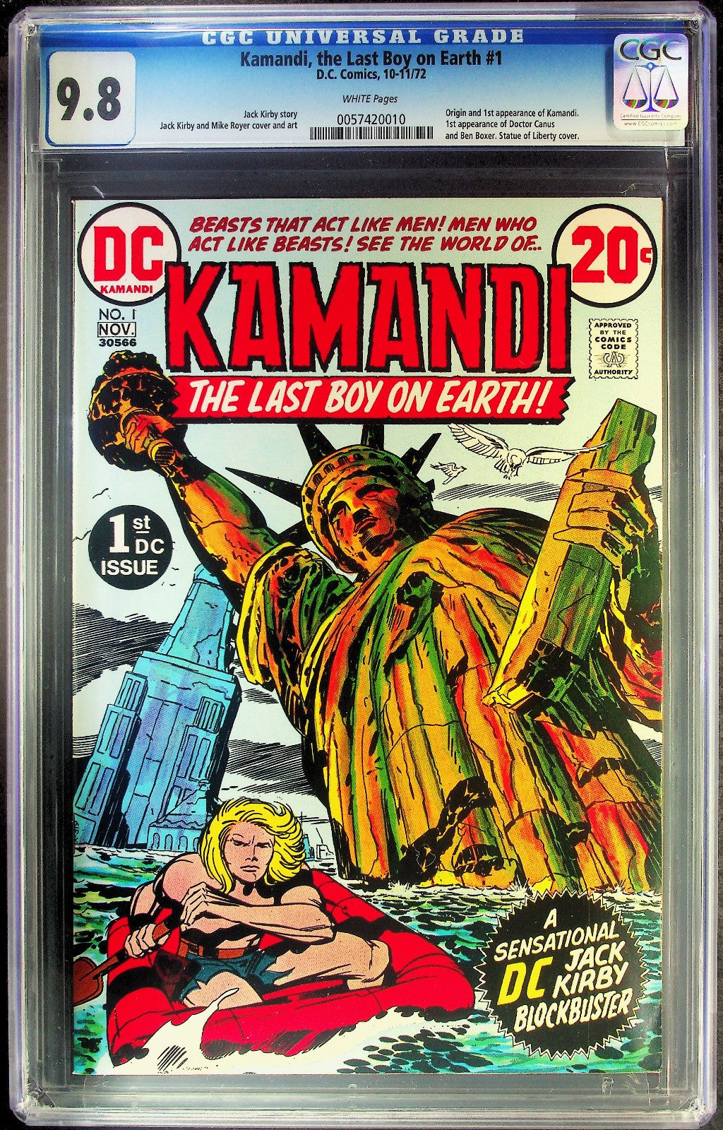 Kamandi the Last Boy on Earth #1 (1972) CGC 9.8 NM/MT WHITE Kirby Key 1st Origin