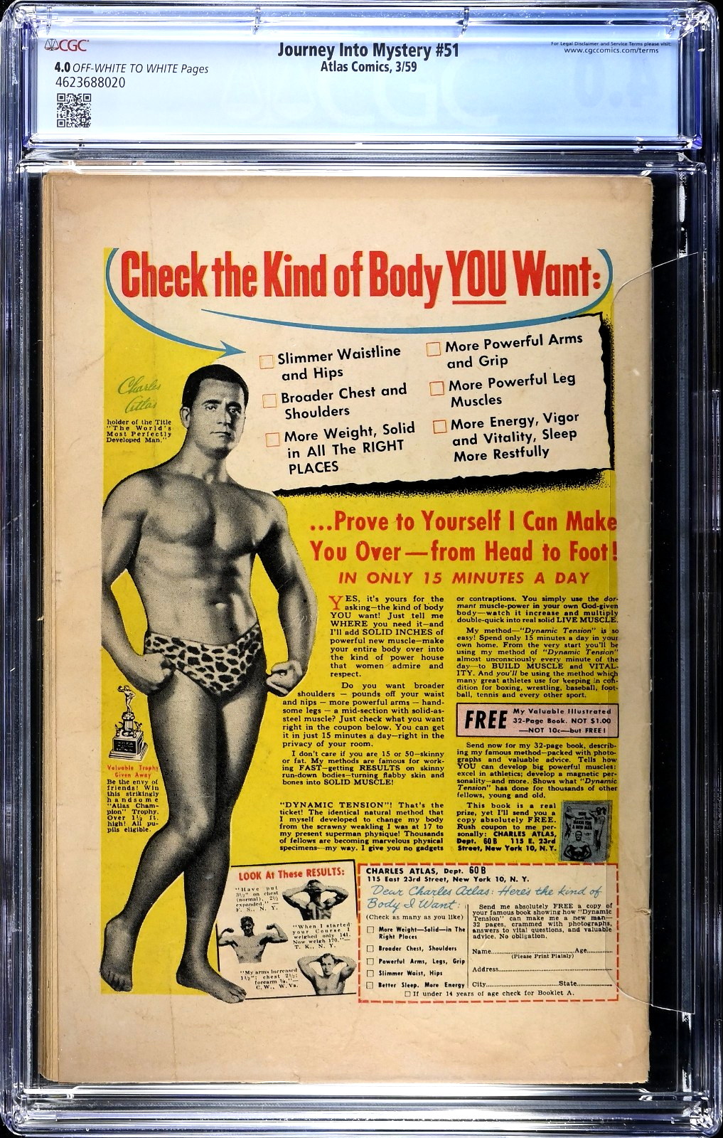 Journey into Mystery #51 (1959) CGC 4.0 VG OW/White Atlas Robot on Rampage RARE