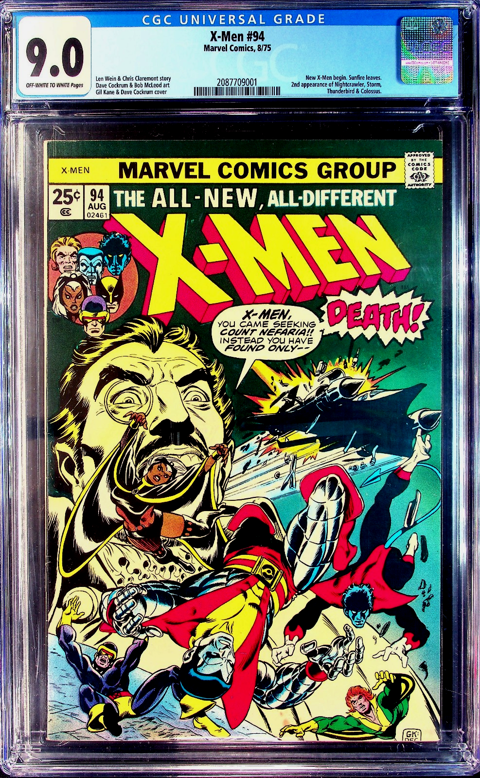 X-Men #94 (1975) CGC VF/NM 9.0 OW White 1st Monthly Issue & 2nd App New X-Men