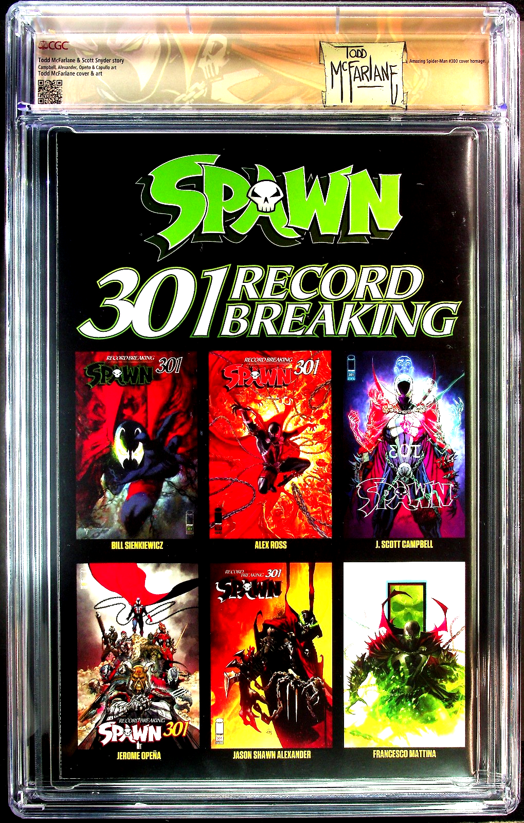 Spawn #300 (2019) CGC SS 9.8 McFarlane Full Signature Silver Foil Custom Label