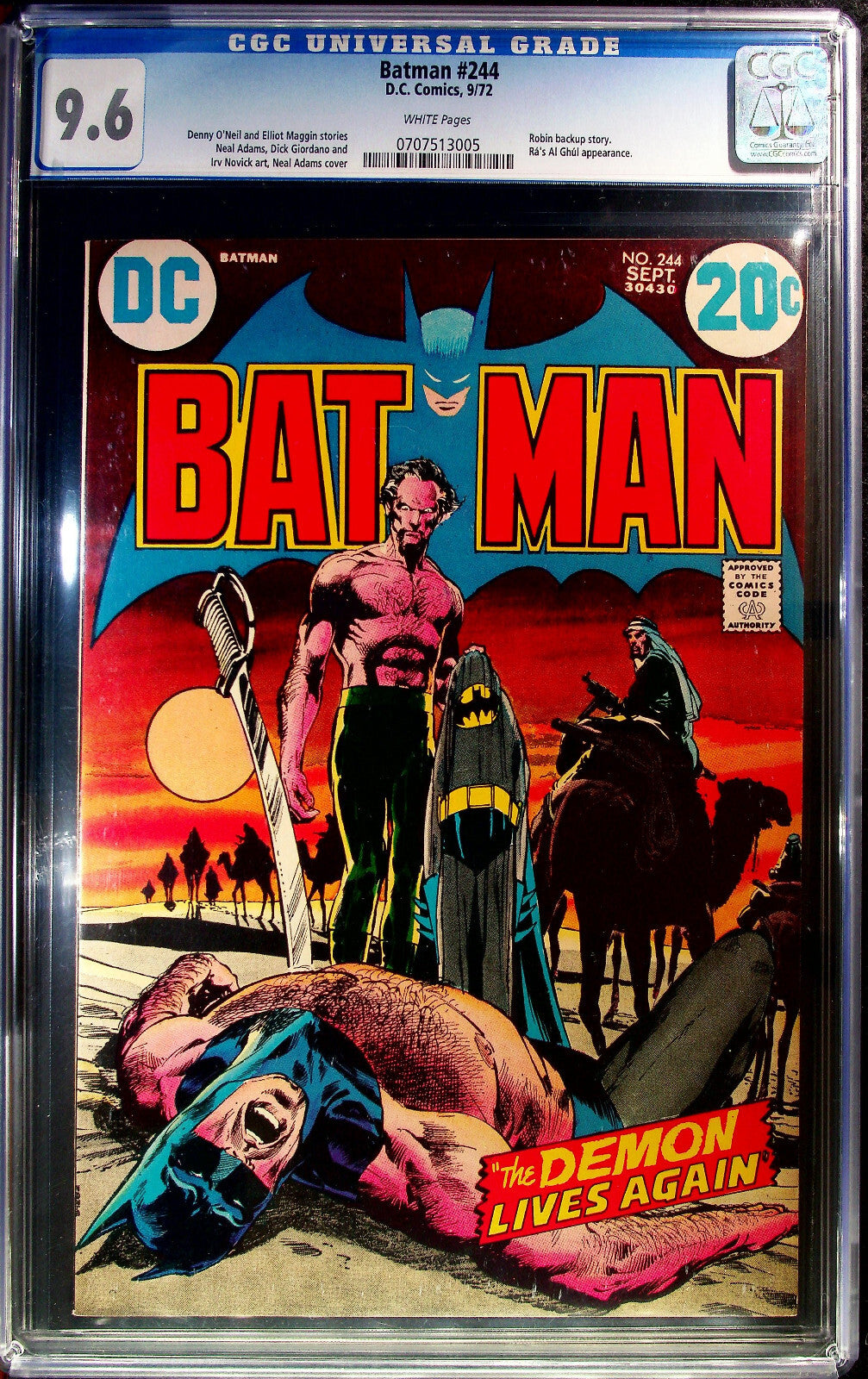 Batman #244 (1972) CGC 9.6 White Neal Adams Key Classic Ra's Al Ghul & Talia App