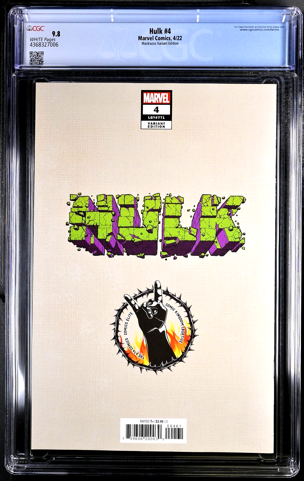Hulk #4 (2022) CGC 9.8 NM/MT LGY #771 616 Comics Mastrazzo Gamma Explosion Cover