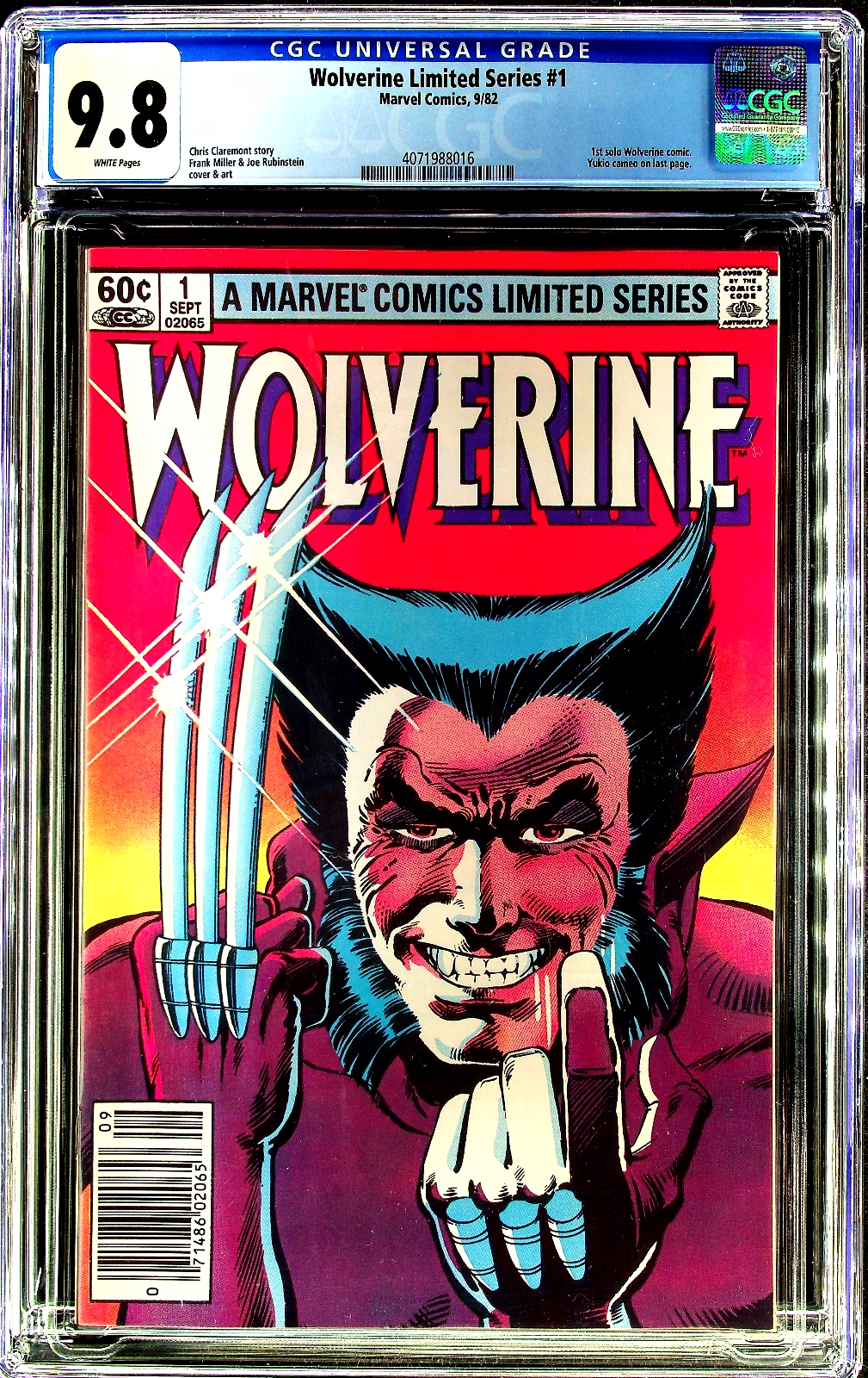 Wolverine Limited Series #1 (1982) CGC 9.8 NMMT WHITE Frank Miller Newsstand