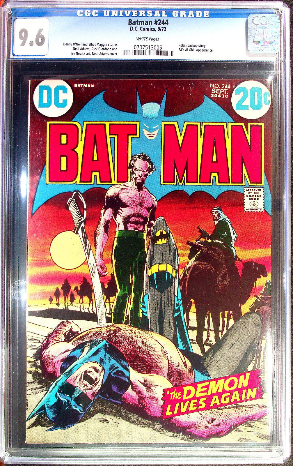 Batman #244 (1972) CGC 9.6 White Neal Adams Key Classic Ra's Al Ghul & Talia App