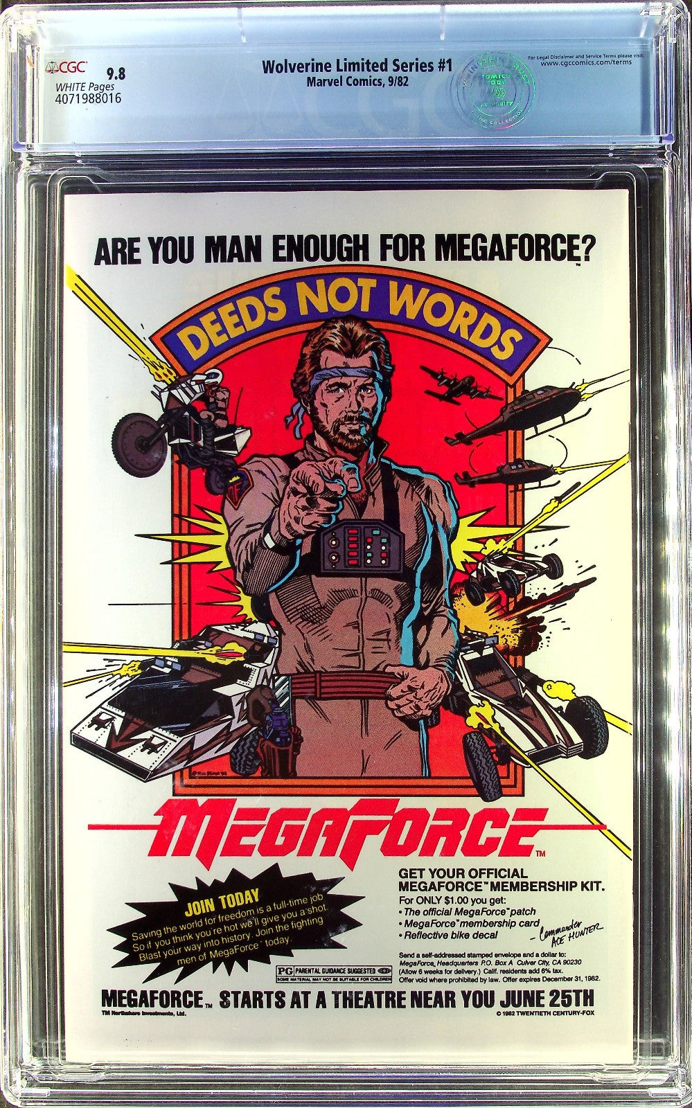 Wolverine Limited Series #1 (1982) CGC 9.8 NMMT WHITE Frank Miller Newsstand