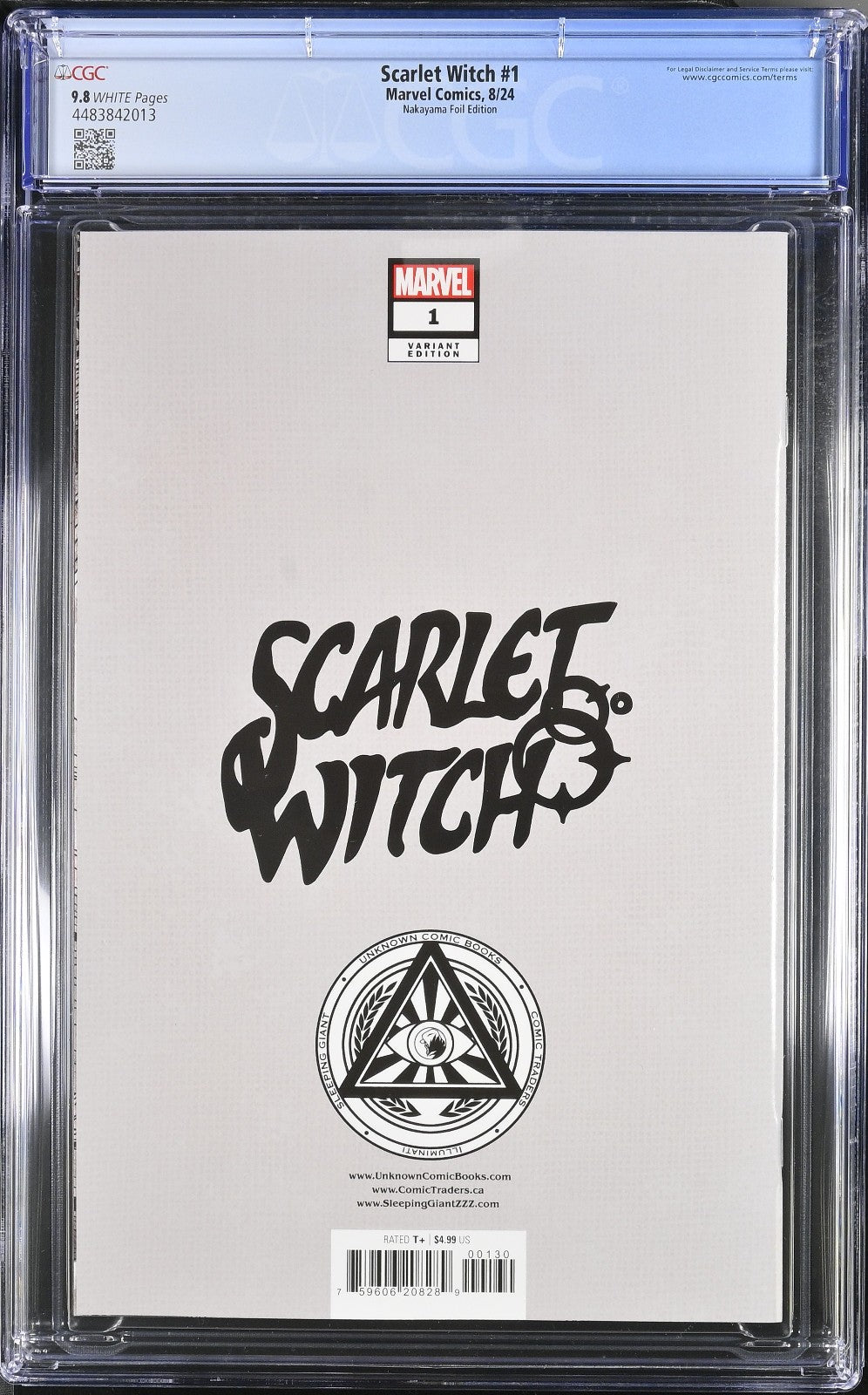Scarlet Witch #1 (2024) CGC 9.8 NM/MT WHITE Illuminati Nakayama Virgin Foil