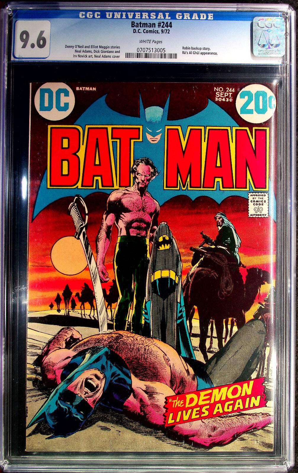 Batman #244 (1972) CGC 9.6 White Neal Adams Key Classic Ra's Al Ghul & Talia App