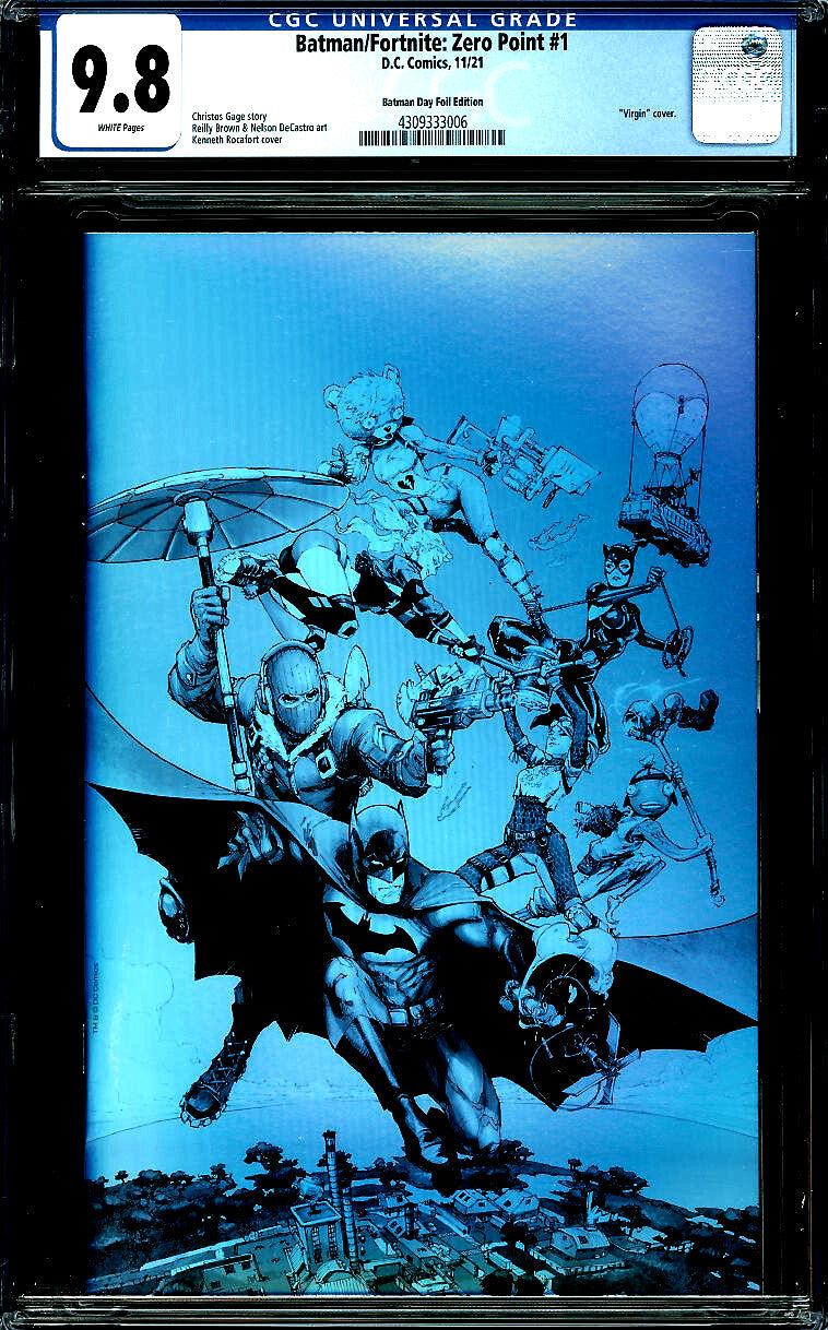 Batman Fortnite Zero Point #1 (2021) CGC 9.8 NM/MT Batman Day Rocafort Foil HTF