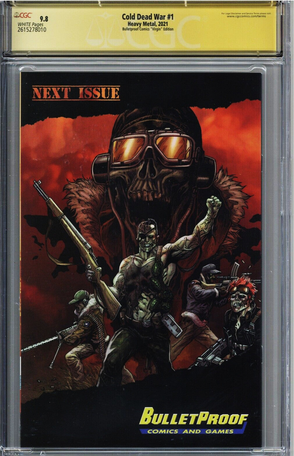 Cold Dead War #1 (2021) CGC 9.8 NM/MT SS Johnny Desjardins Virgin Sketch Glow