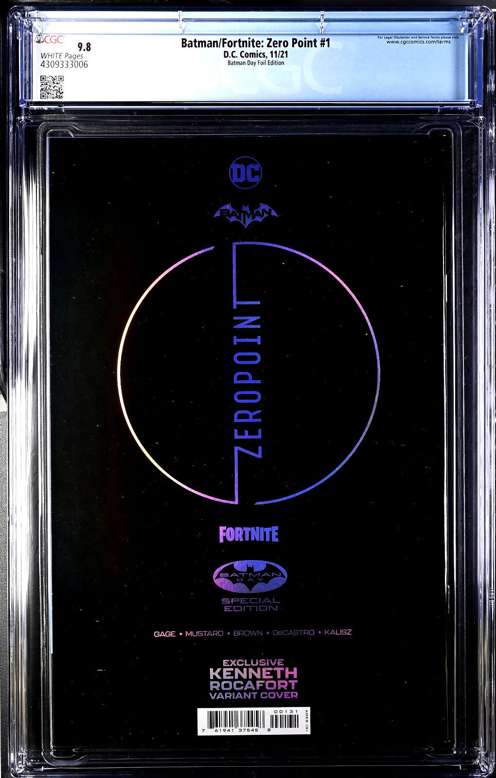 Batman Fortnite Zero Point #1 (2021) CGC 9.8 NM/MT Batman Day Rocafort Foil HTF