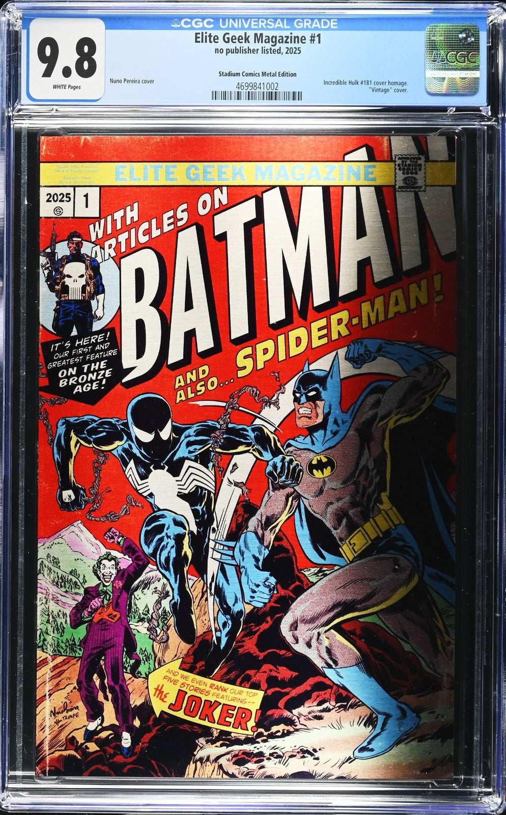 Elite Geek Magazine #1 (2025) CGC 9.8 Batman vs Spider-Man Hulk 181 Metal LTD 25