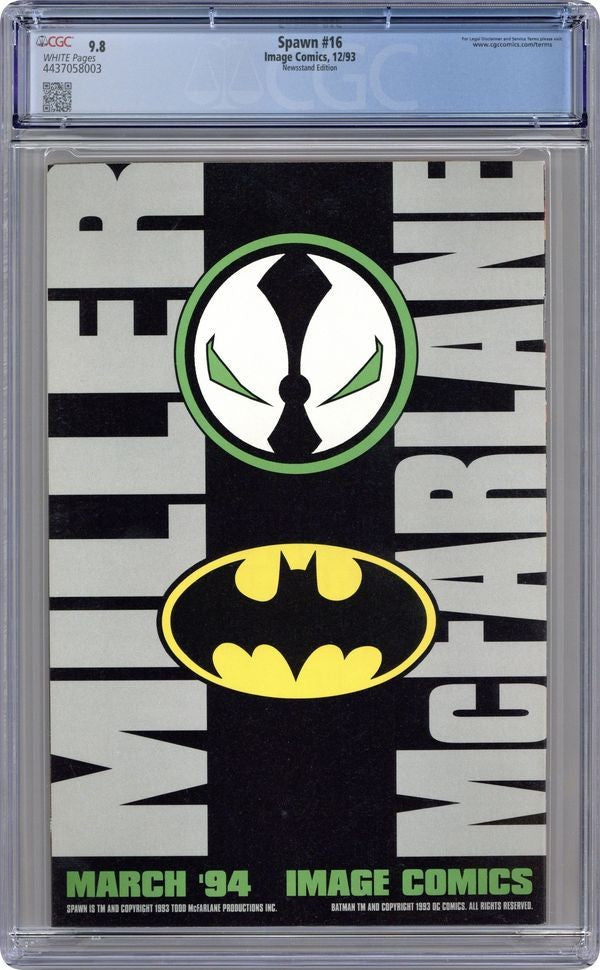 Spawn #16 (1993) Image CGC 9.8 NM/MT White Key 1st Capullo Anti-Spawn Newsstand