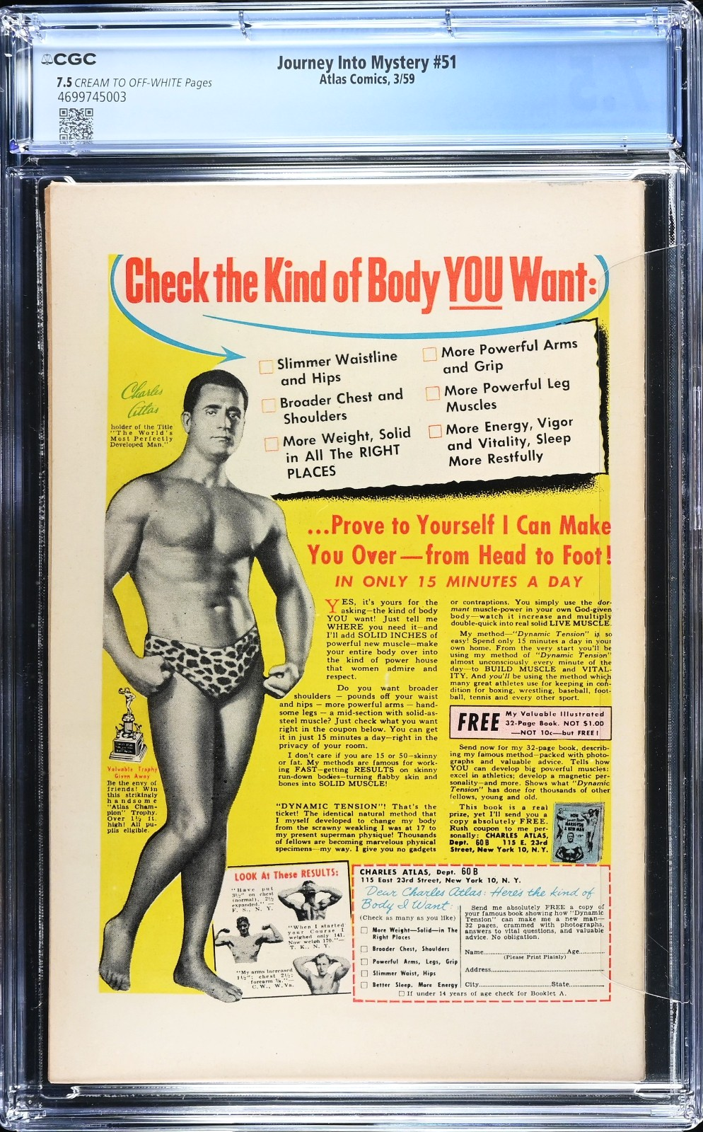 Journey into Mystery #51 (1959) CGC 7.5 VF- C/OW Atlas Robot on the Rampage RARE