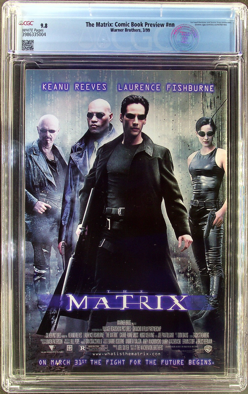 The Matrix Comic Book Preview #nn (1999) CGC 9.8 Recalled Low Distribution HTF
