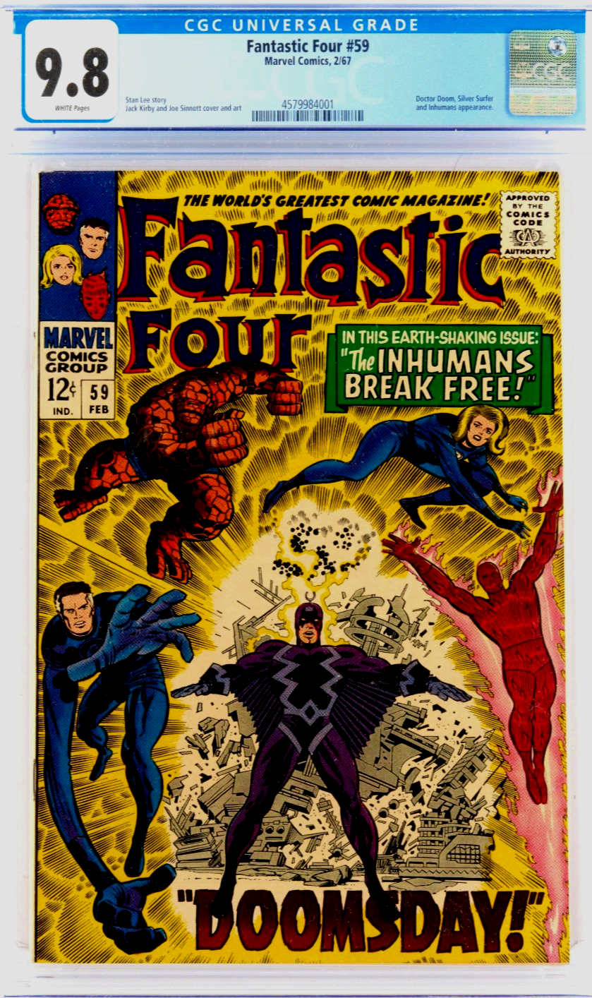 Fantastic Four #59 (1967) CGC 9.8 NM/MT WHITE Kirby Black Bolt Silver Surfer App
