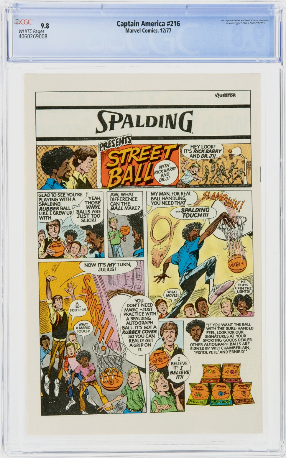 Captain America #216 (1977) CGC 9.8 NM/MT WHITE Kane Human Torch Battle Cover