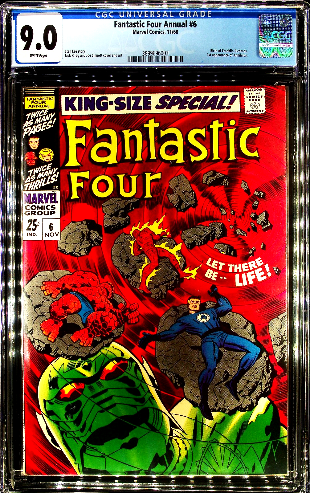 Fantastic Four Annual #6 (1968) CGC 9.0 WHITE 1st Annihilus & Franklin Richards