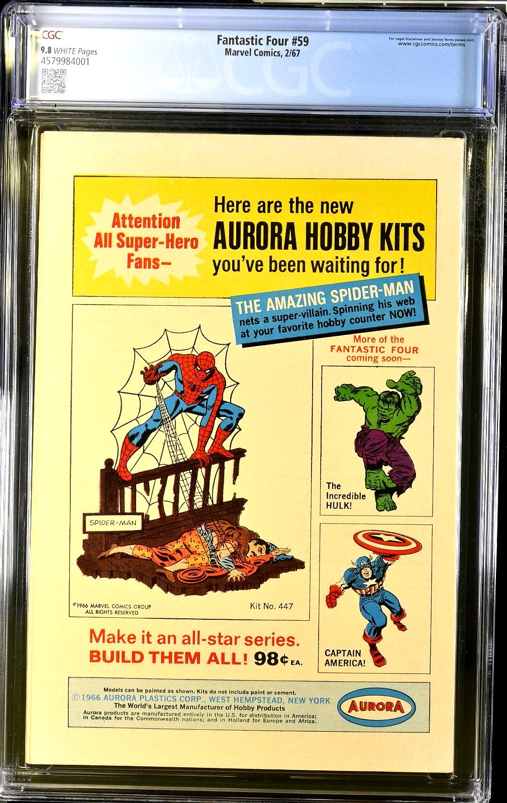 Fantastic Four #59 (1967) CGC 9.8 NM/MT WHITE Kirby Black Bolt Silver Surfer App