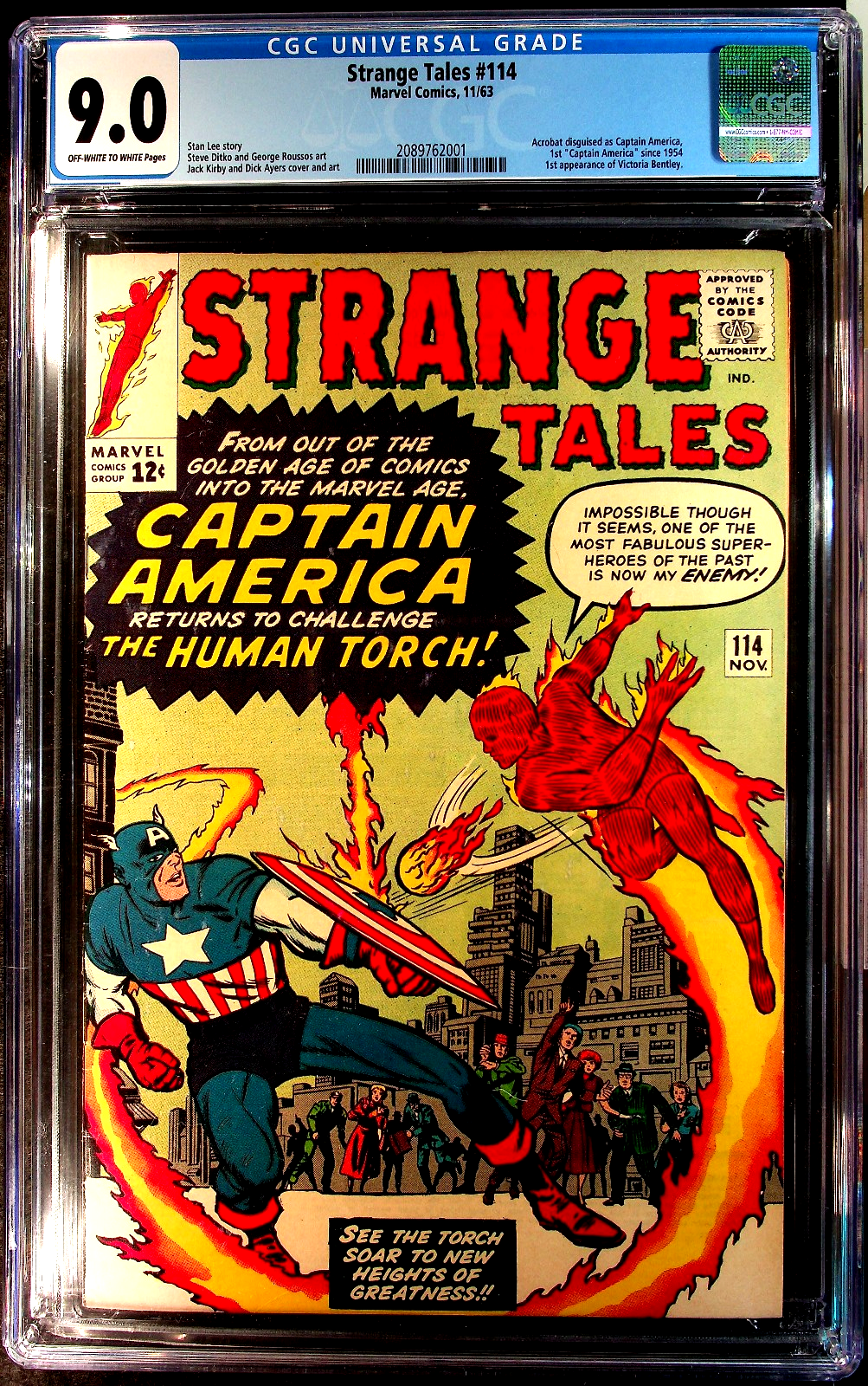 Strange Tales #114 (1963) CGC 9.0 VF/NM OW White Pages Key Classic Battle Cover