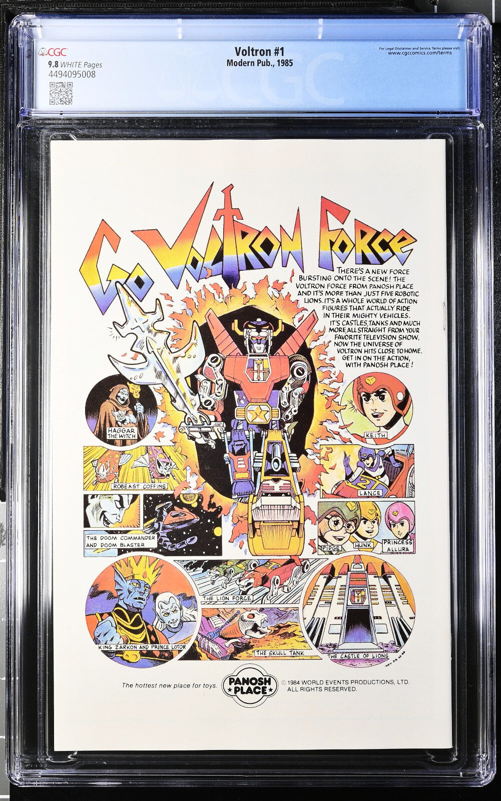 Voltron #1 (1985) CGC 9.8 NM/MT WHITE Pages Mac Fury Cover